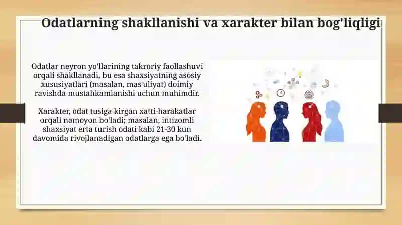 Shaxsning malaka va odatlari 4