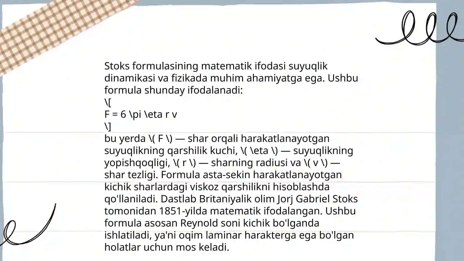Stoks foʻrmulasi 4