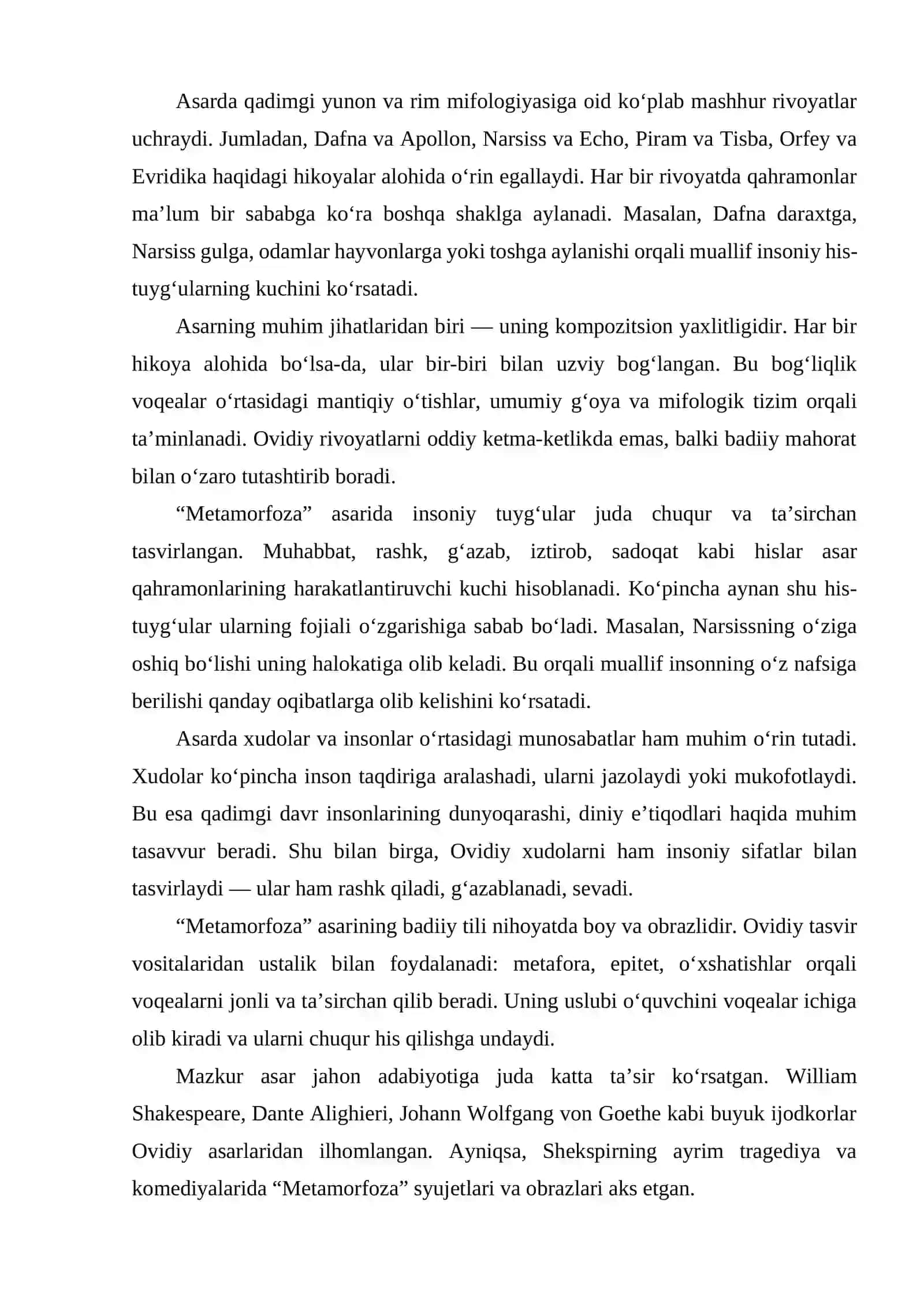 OVIDIYNING "METAMARFOZA" ASARI 4