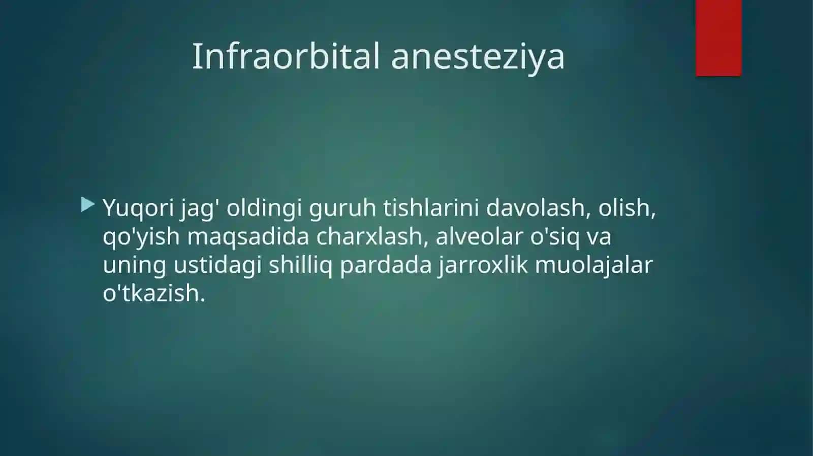 O'tkazuvchan (tarmoqli)og'riqsizlantirish 4
