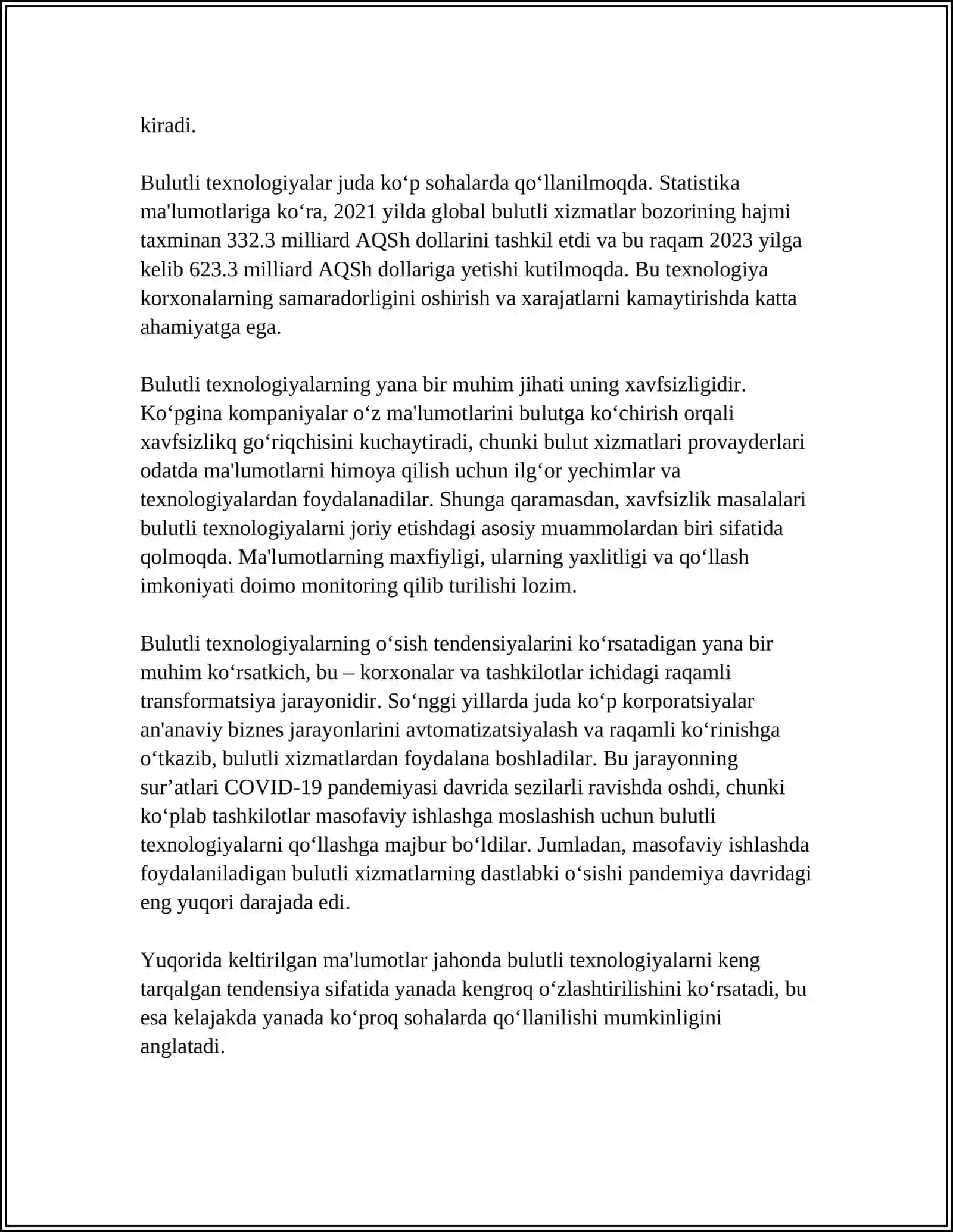BULUTLI TEXNOLOGIYALAMING TUSHUNCHASI VA ASOSIY TURLARI 4