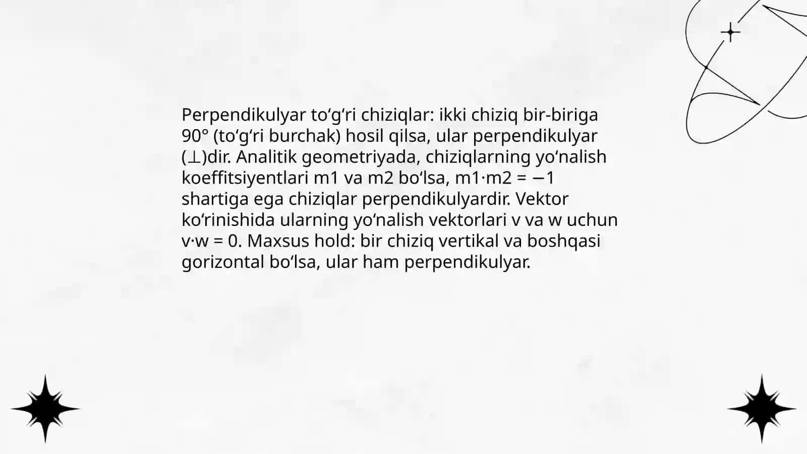 Parallel va perpendikulyar toʻgʻri chiziqlar 4