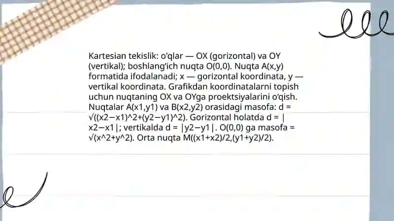 Tekislikka oid grafik masalalar yechish 4