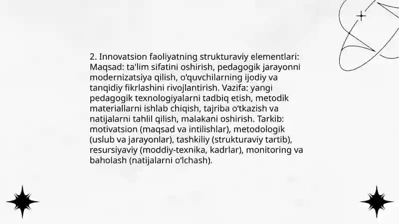 Oʻqituvchi innovatsion faoliyatning strukturasi 4