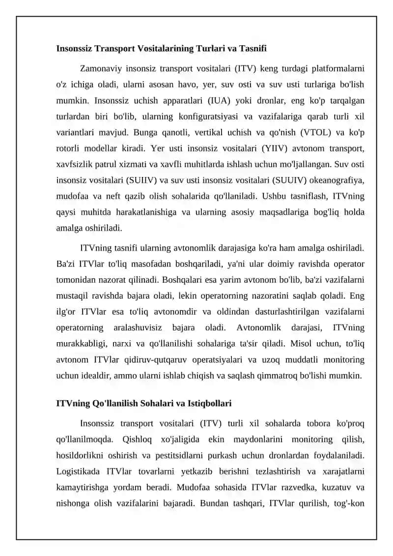 Hozirgi davrdagi odamsiz boshqariladigan mashinalar 4