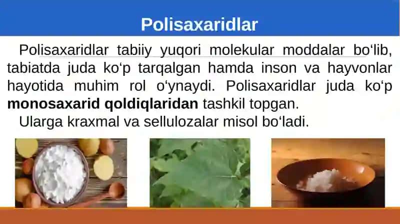 Polisaxaridlarning olinishi va xossalari 4