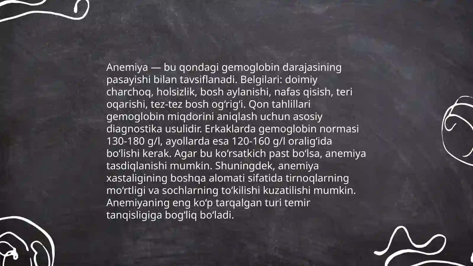 Anemiyalar( Temir tanqis kamqonlar) 4
