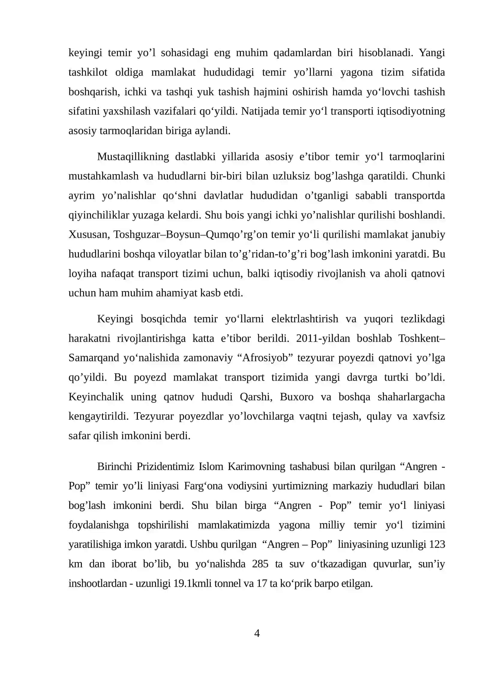 YANGI TEMIR YO'L BO'LAGI VARIANTLARI TAQQOSLASH 4