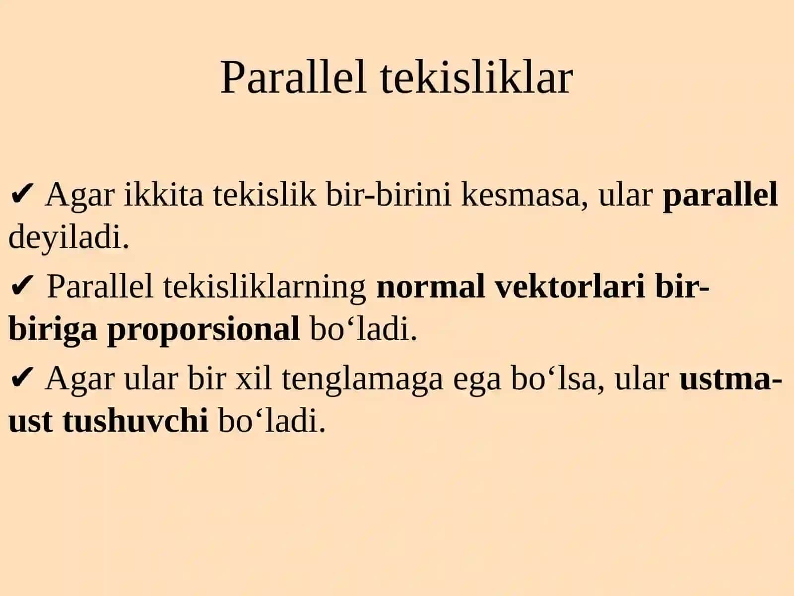 Tekisliklarning o'zarovaziyati 4