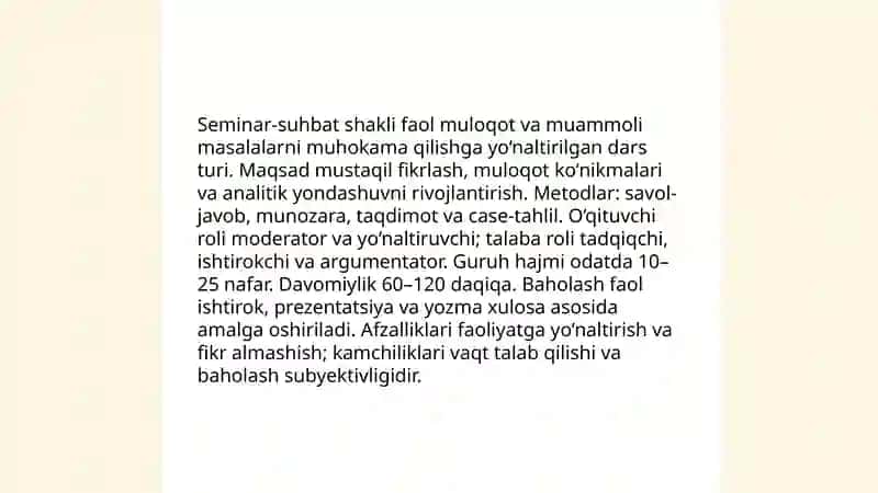 Taʼlimni tashkil etish shakllari 4