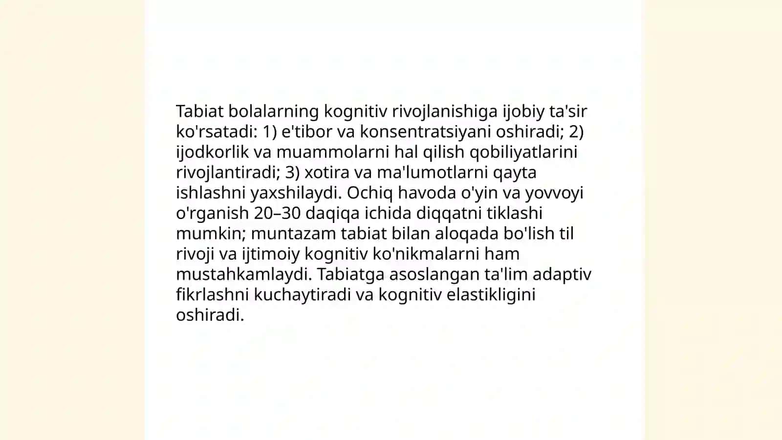 Tabiatning inson rivojlanishdagi roli 4