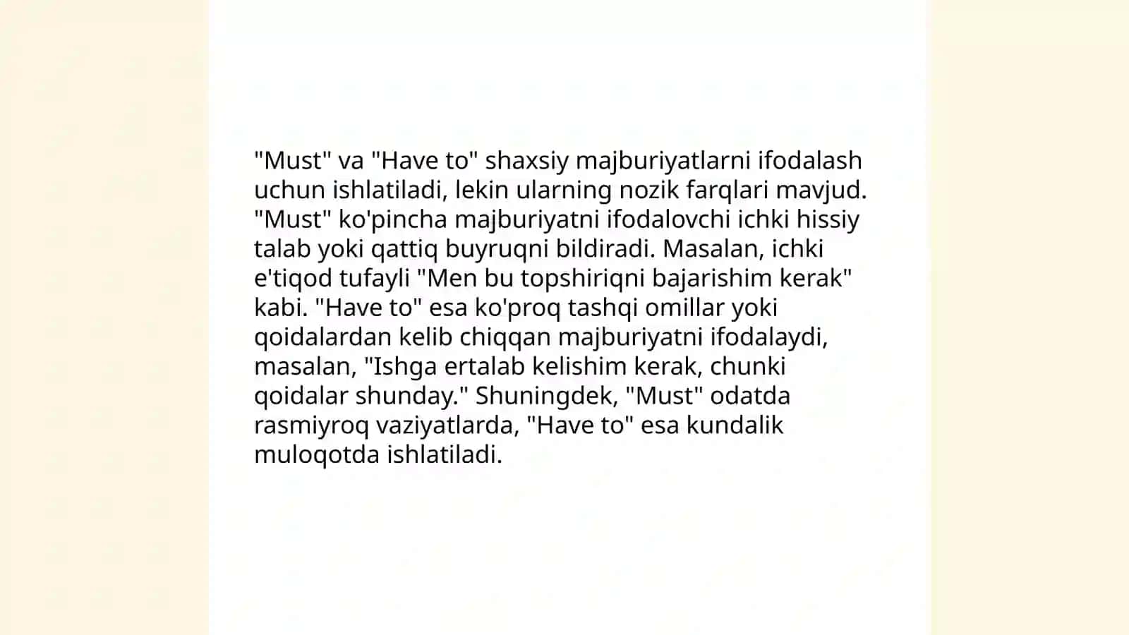 Must, mustn't. Have to, don't have to 4
