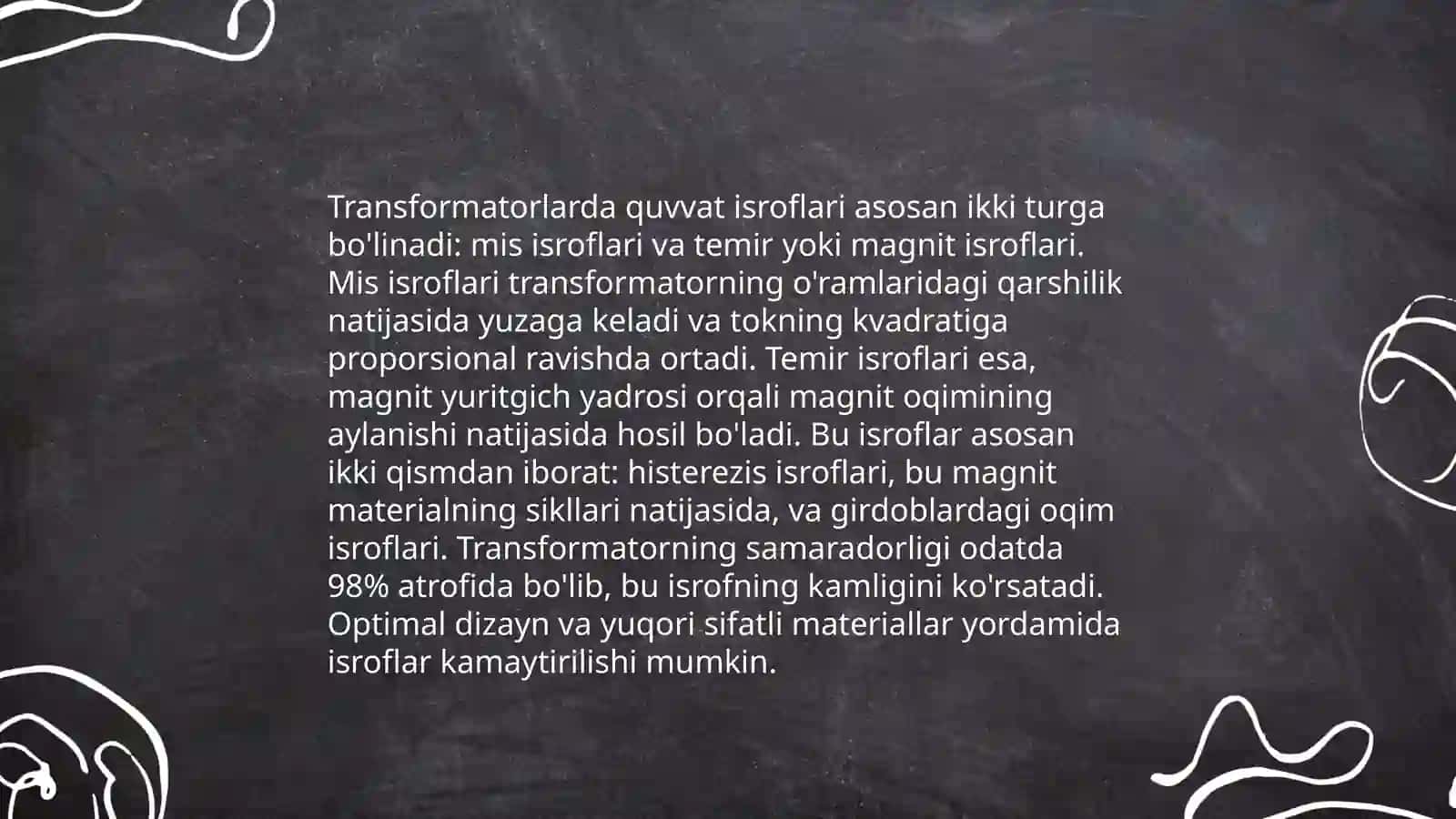 Transformatorlarning energiya isroflari 4