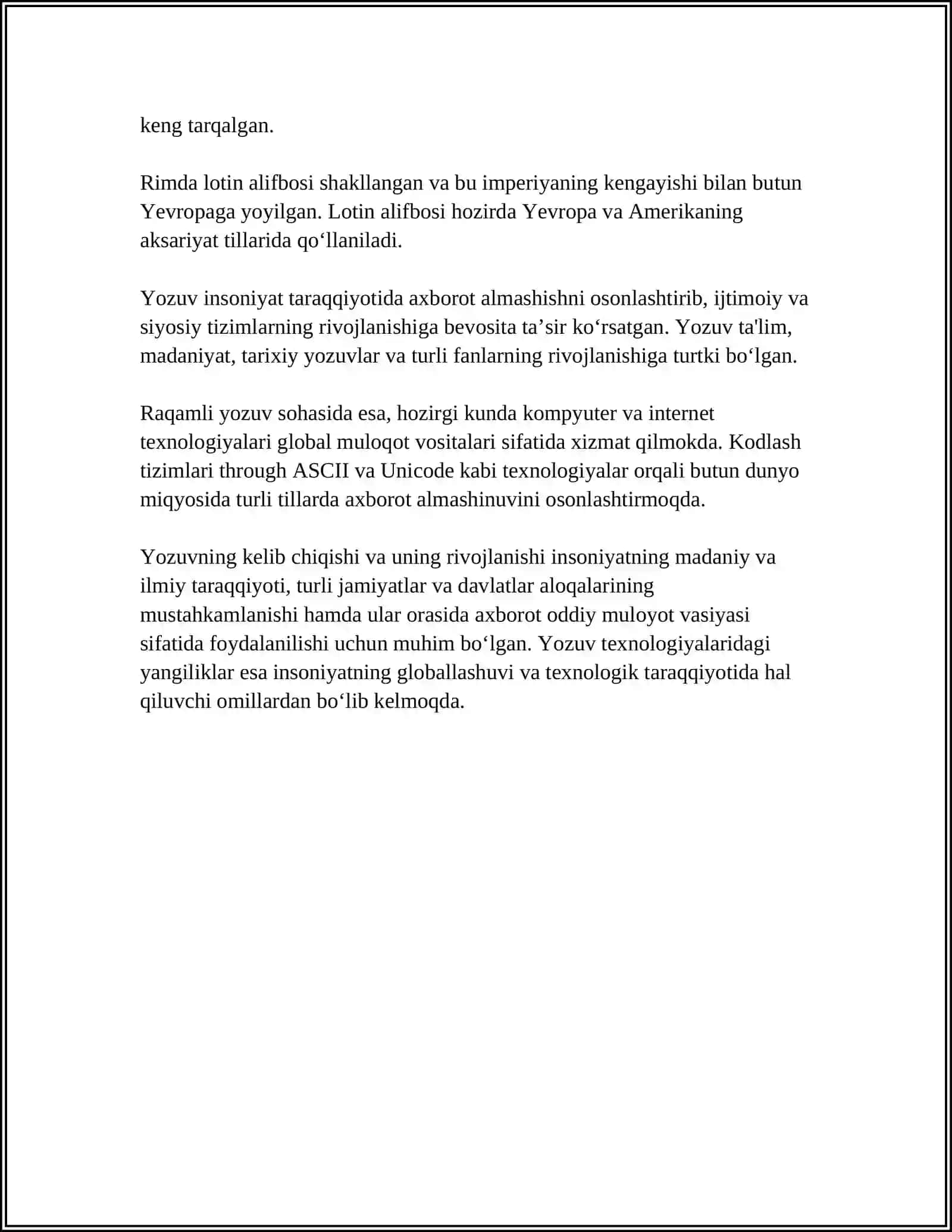 YOZUVNING TARIXIY VA ZAMONAVIY TURLARI 4
