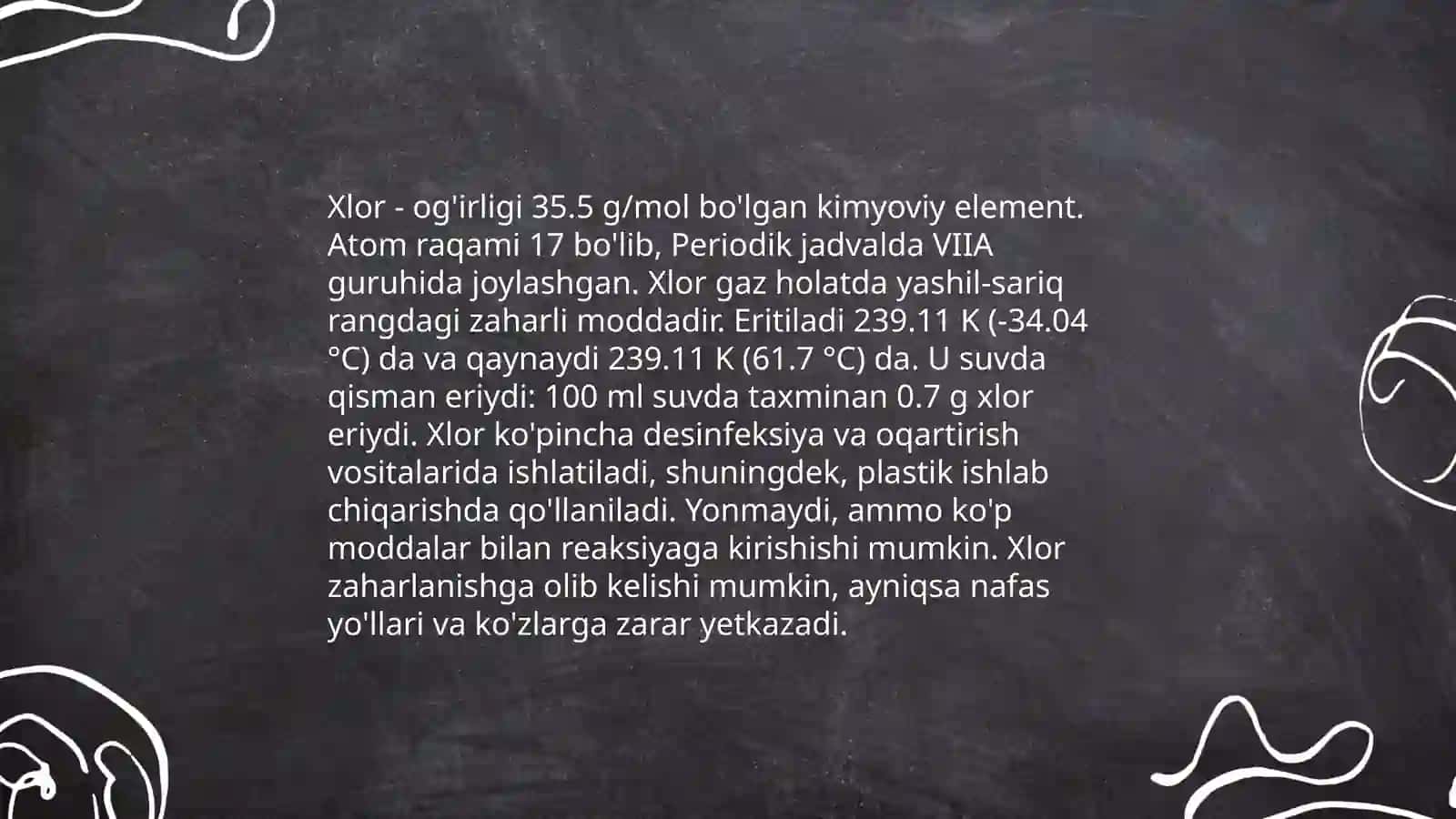Xlor haqida umumiy ma'lumotlar 4