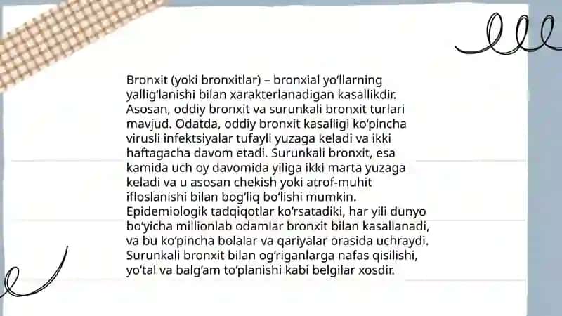 Bollalar papulyatsiyasida kop uchraydigan nafas azolari kasaliklari va uning turlari 4