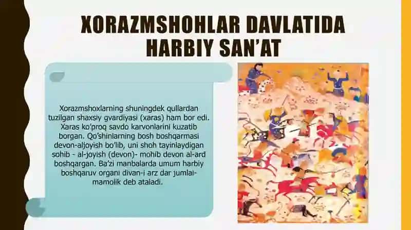 XORAZMSHOXLAR DAVLATINING HARBIY TIZIMI 4