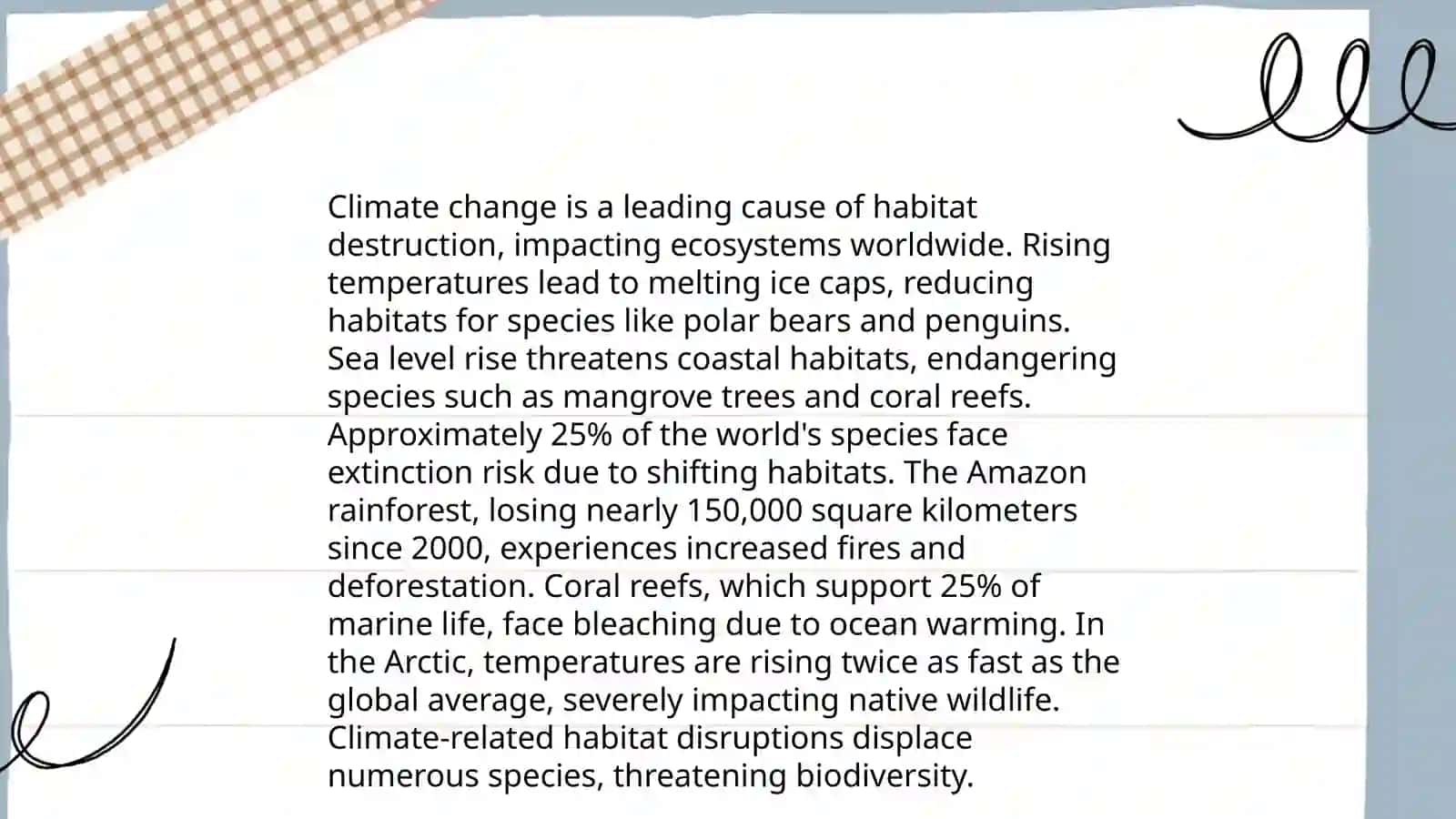 The effects of climate change and biodiversity essay 4