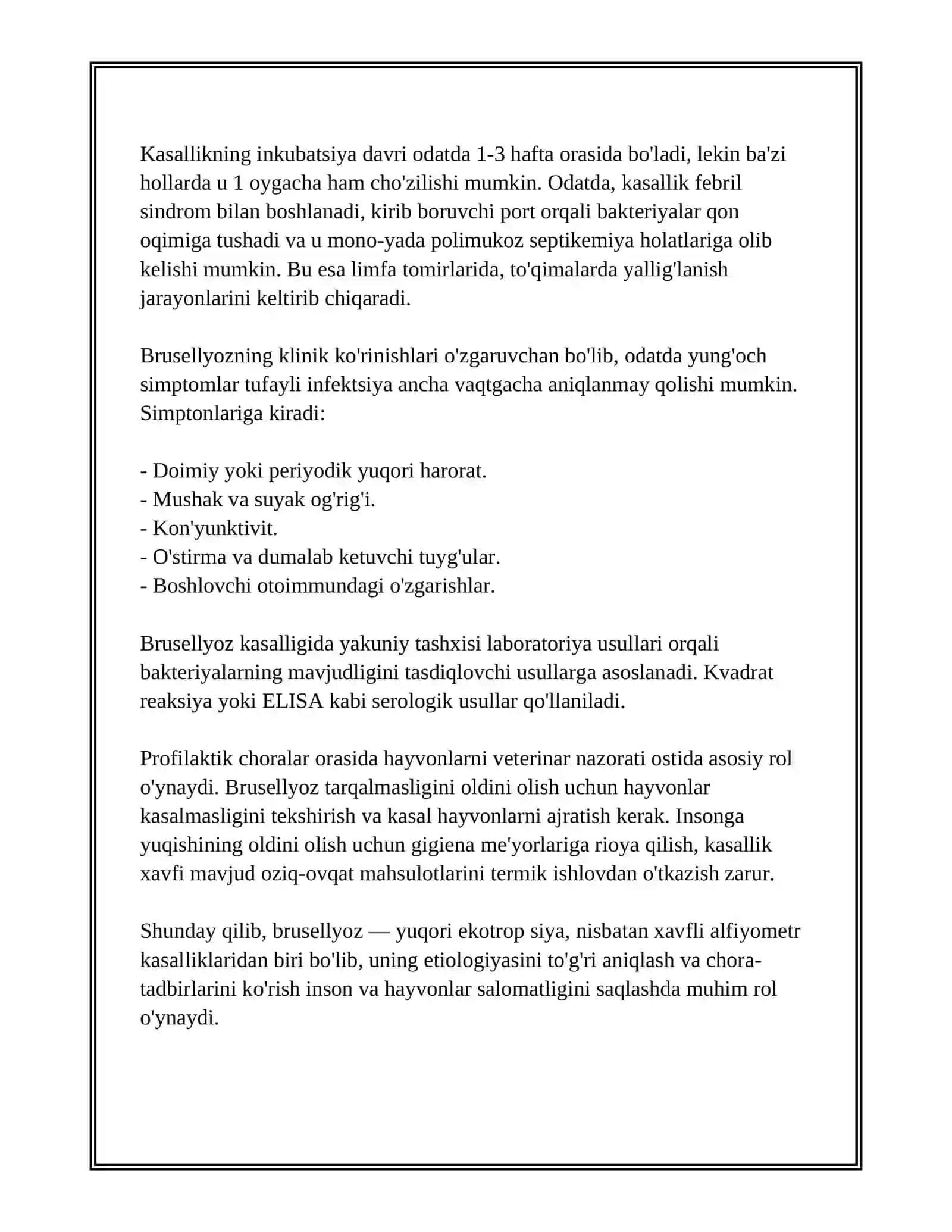 BRUSELLYOZ KASALLIGI HAQIDA 4