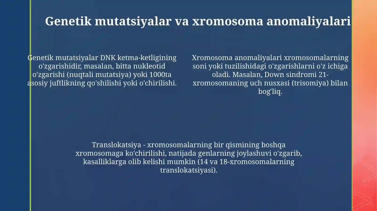 Irsiy kasalliklarni sabablari va turlari 4