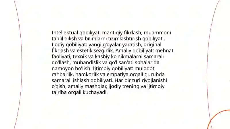Qobiliyat va uning rivojlanishi 4