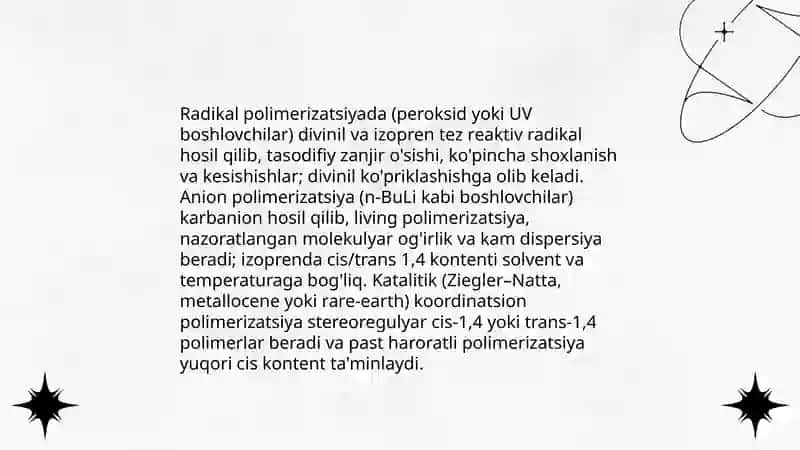 Divinil va izoprenli sintetik kauchuklar 4
