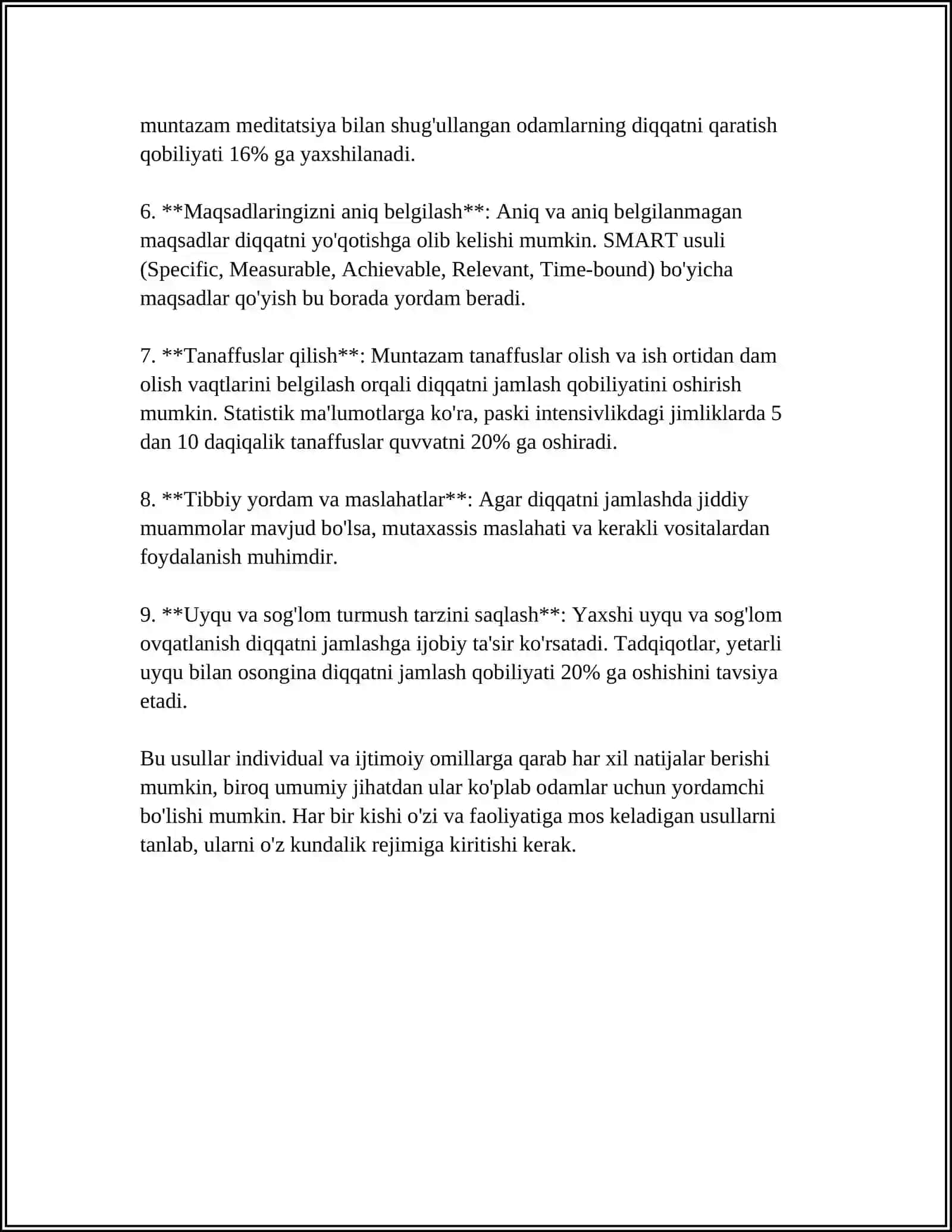 Diqqatni jamlash usullari 4