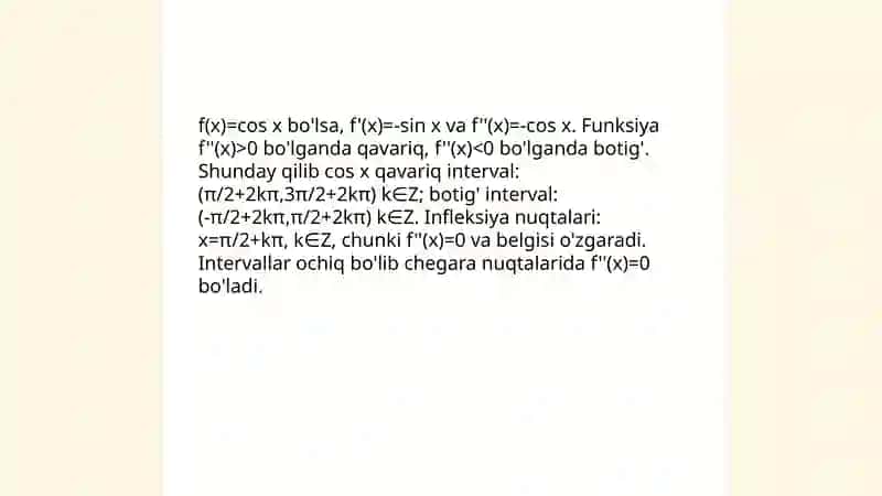 triganametrik funksiyaning qavariq va botig'ligi 4