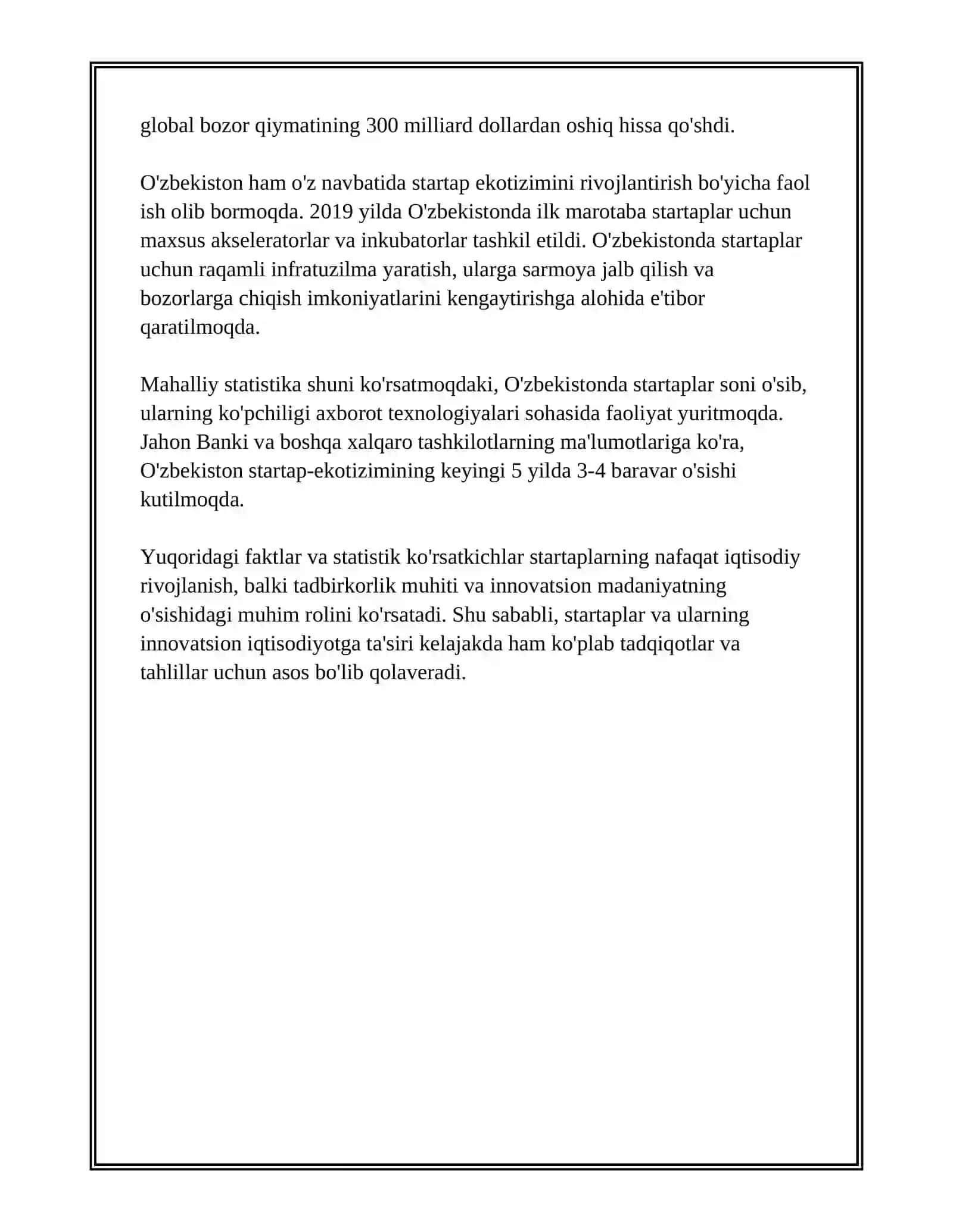 STARTAP LOYIHALARNING INNOVATSION IQTISODIYOTDAGI ROLI 4