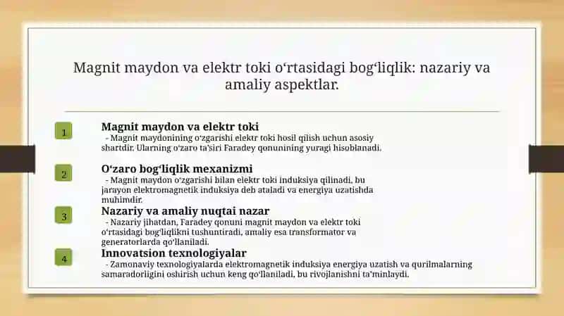 Faradeyning elektir magnit induksiya qonuni 4