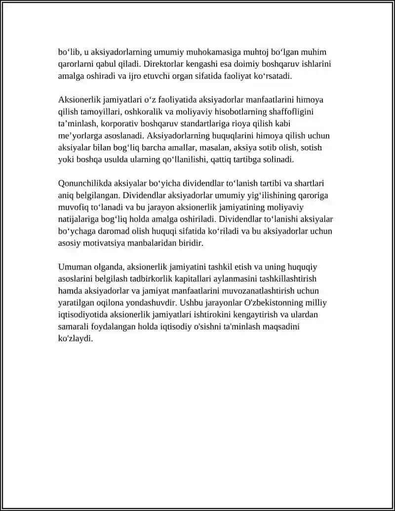 Aksionerlik jamiyatini tashkil etishning huquqiy asoslari 4