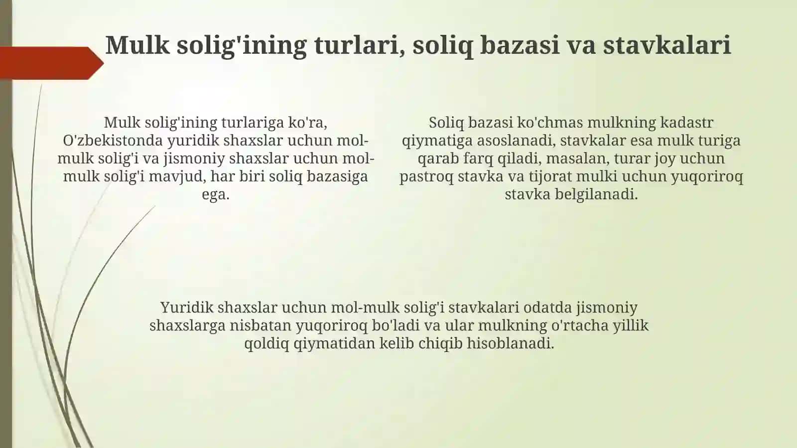 Ichki soliqqa tortishda mol-mulk soligʻi 4