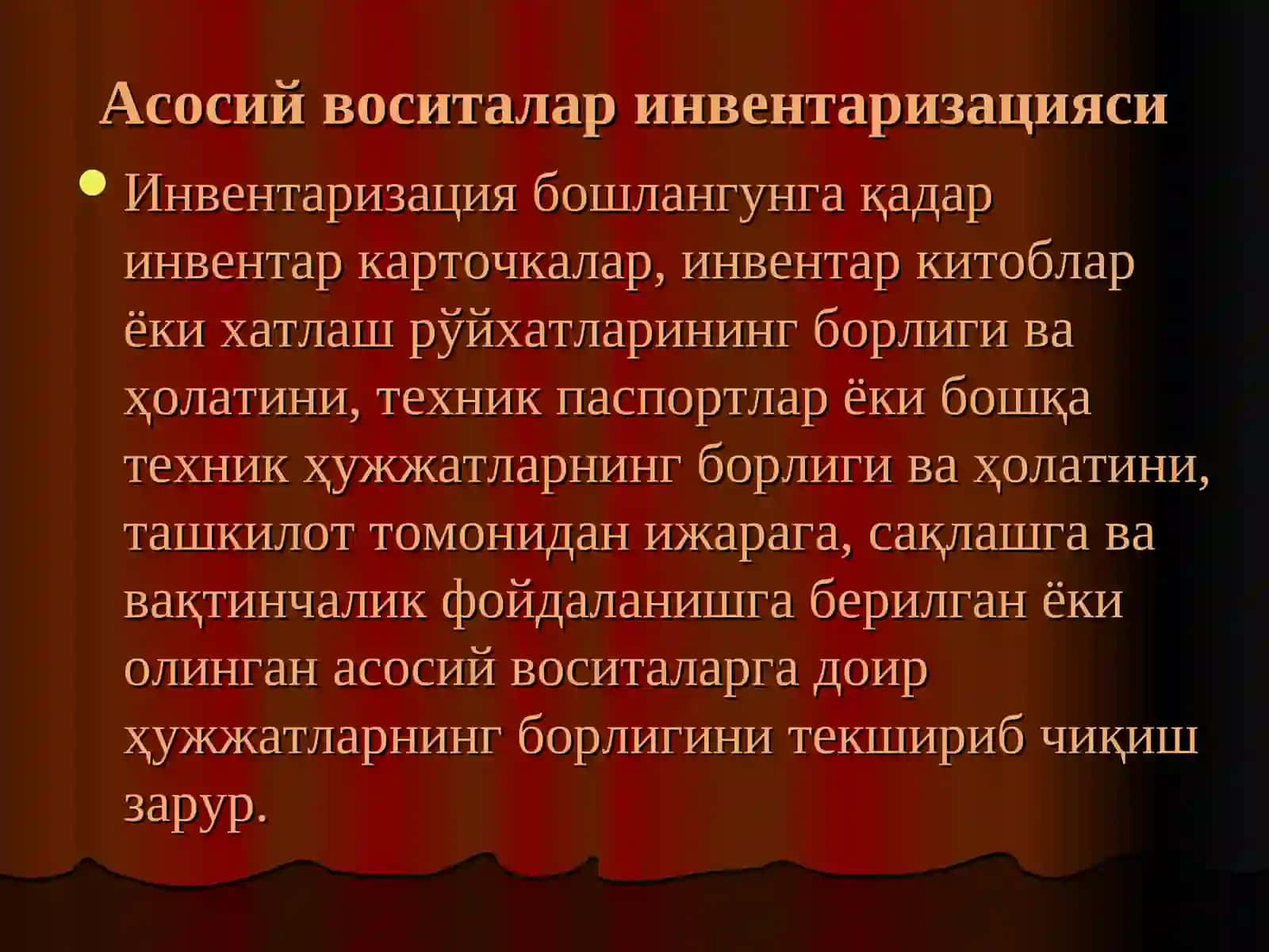 ИНВЕНТАРИЗАЦИЯ ВА СЧЁТЛАРНИНГ ЙИЛЛИК ЯКУНЛАНИШИ 4