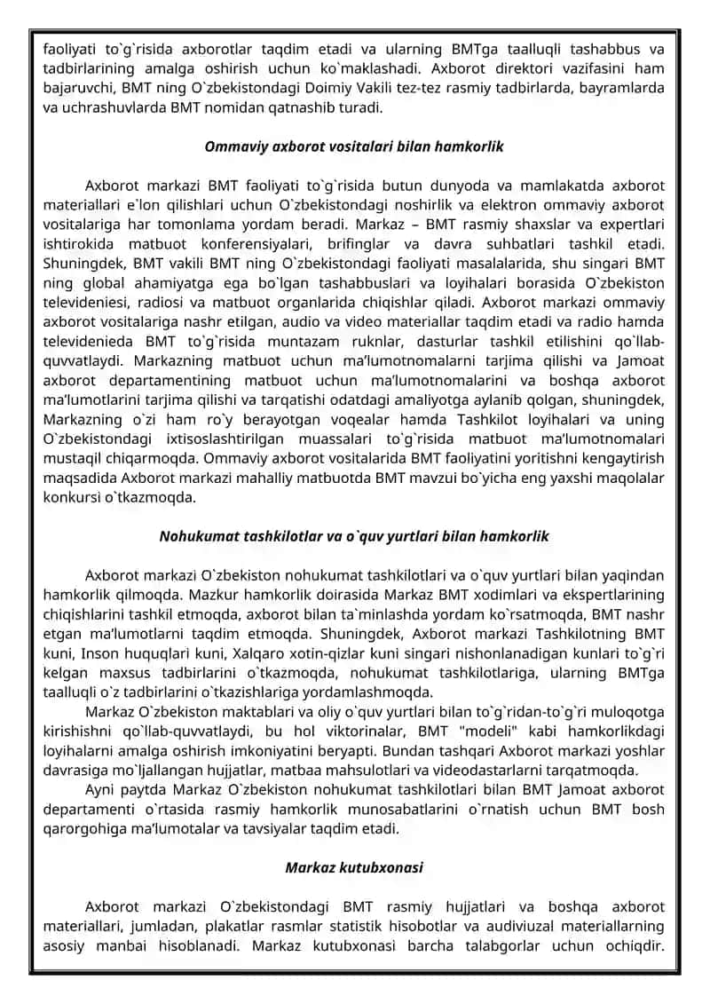 Birlashgan Millatlar Tashkiloti haqida to'liq 4