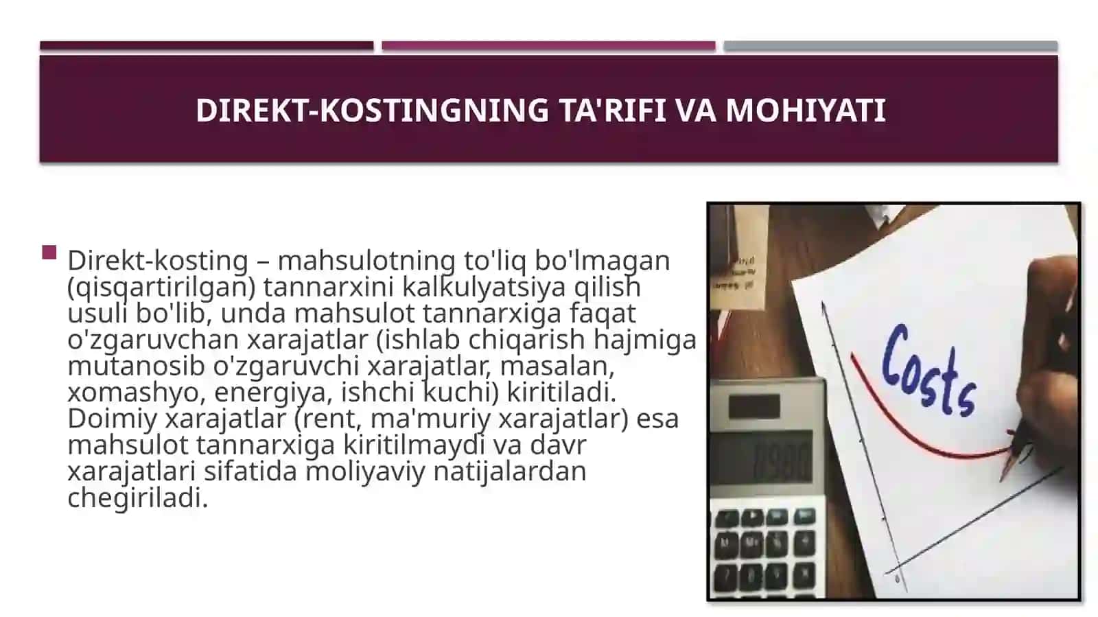 maxsulot ish xizmatlar tannarxini kalkulatsiya qilish 4