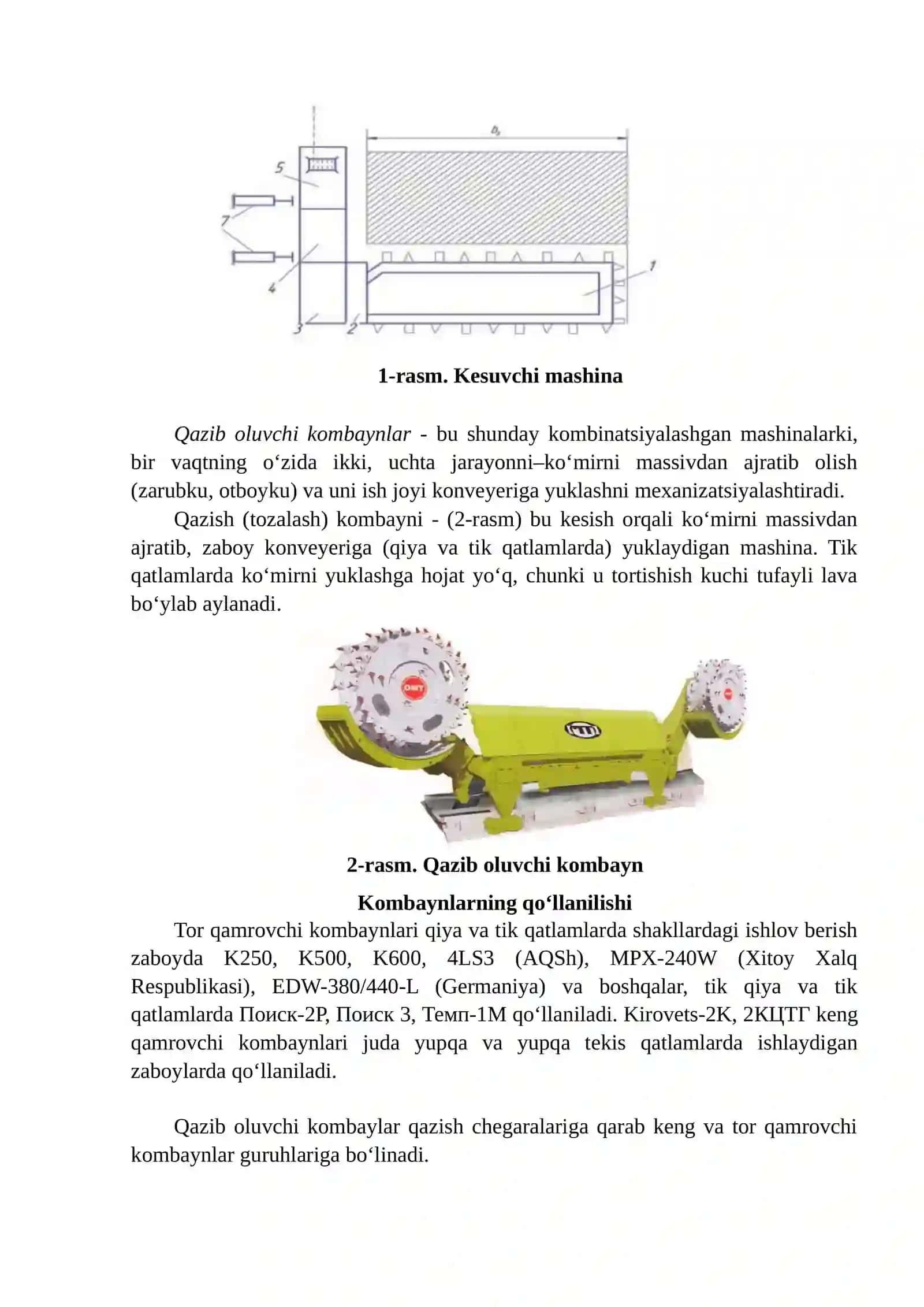 Yer osti qazib oluvchi kombaynlar va komplekslar 4