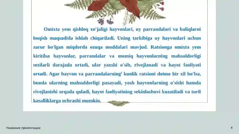 Omuxta yem maydalanish yirikligini aniqlash. 4