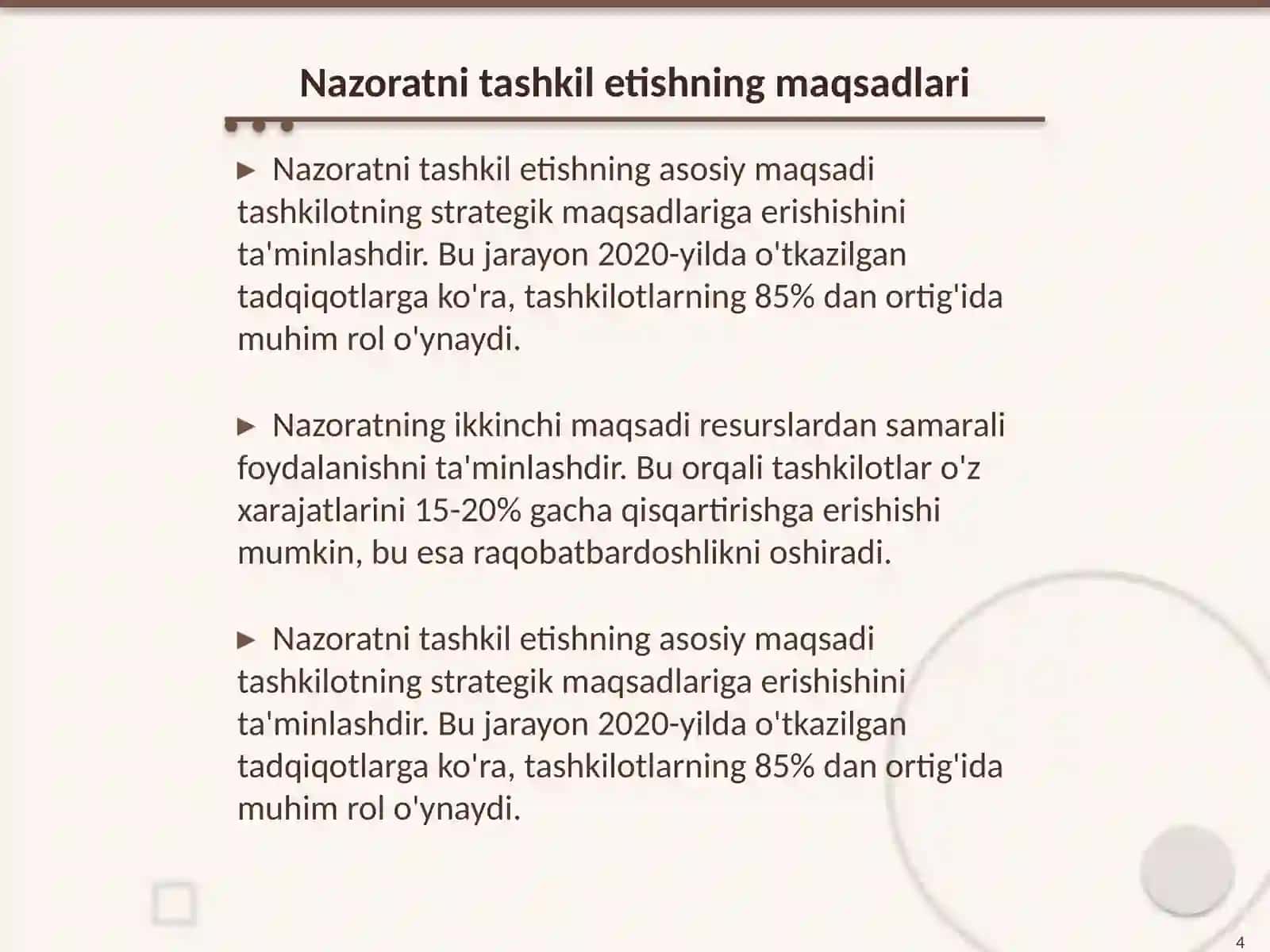 Nazoratni tashkil qilish mexanizimi 4