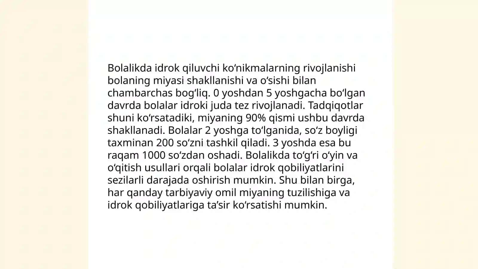 Ilk bolalik davridan idrok qilish 4
