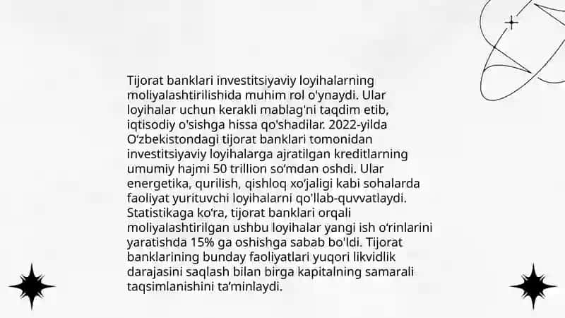 Tijorat banklarining ijtimoiy-iqtisodiy rivojlanishidagi o'rni 4