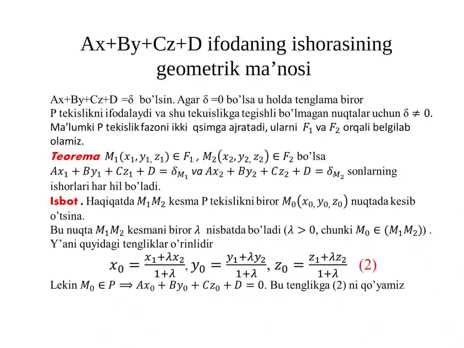 DEKART KOORDINATALARDA TEKISLIK 4