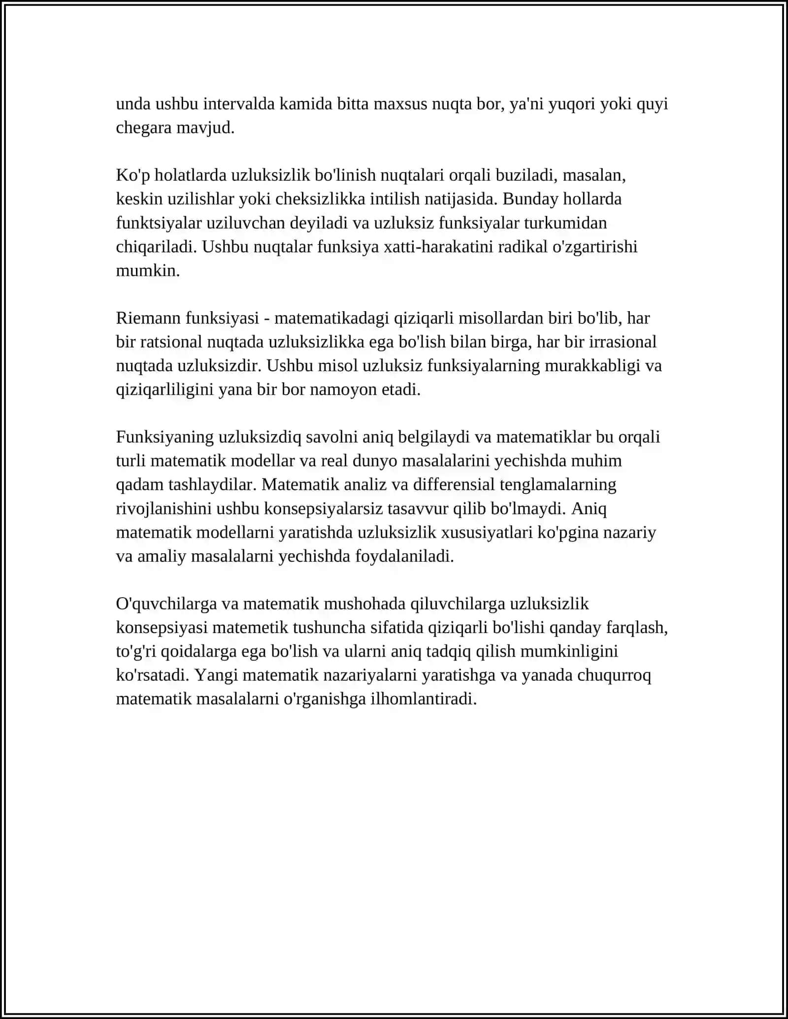 FUNKSIYANING UZLUKSIZ MODULI 4