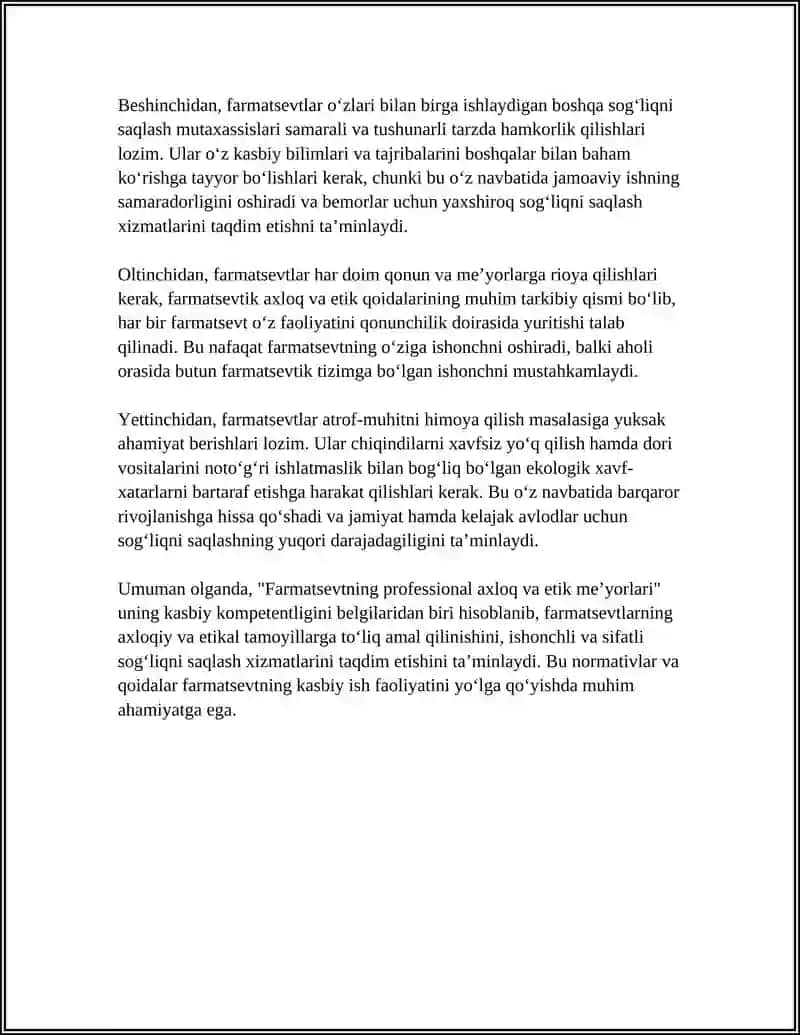 FARMATSEVTNING KASBIY KOMPETENTLIGI 4