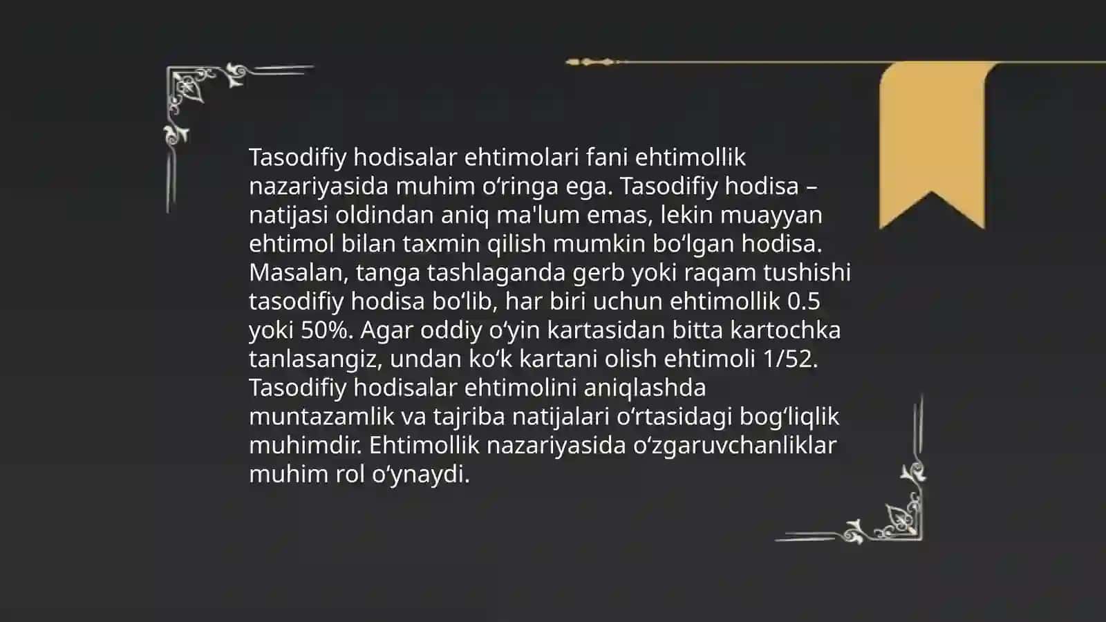 Ehtimollar nazariyasi va matematik statistika elementlari 4