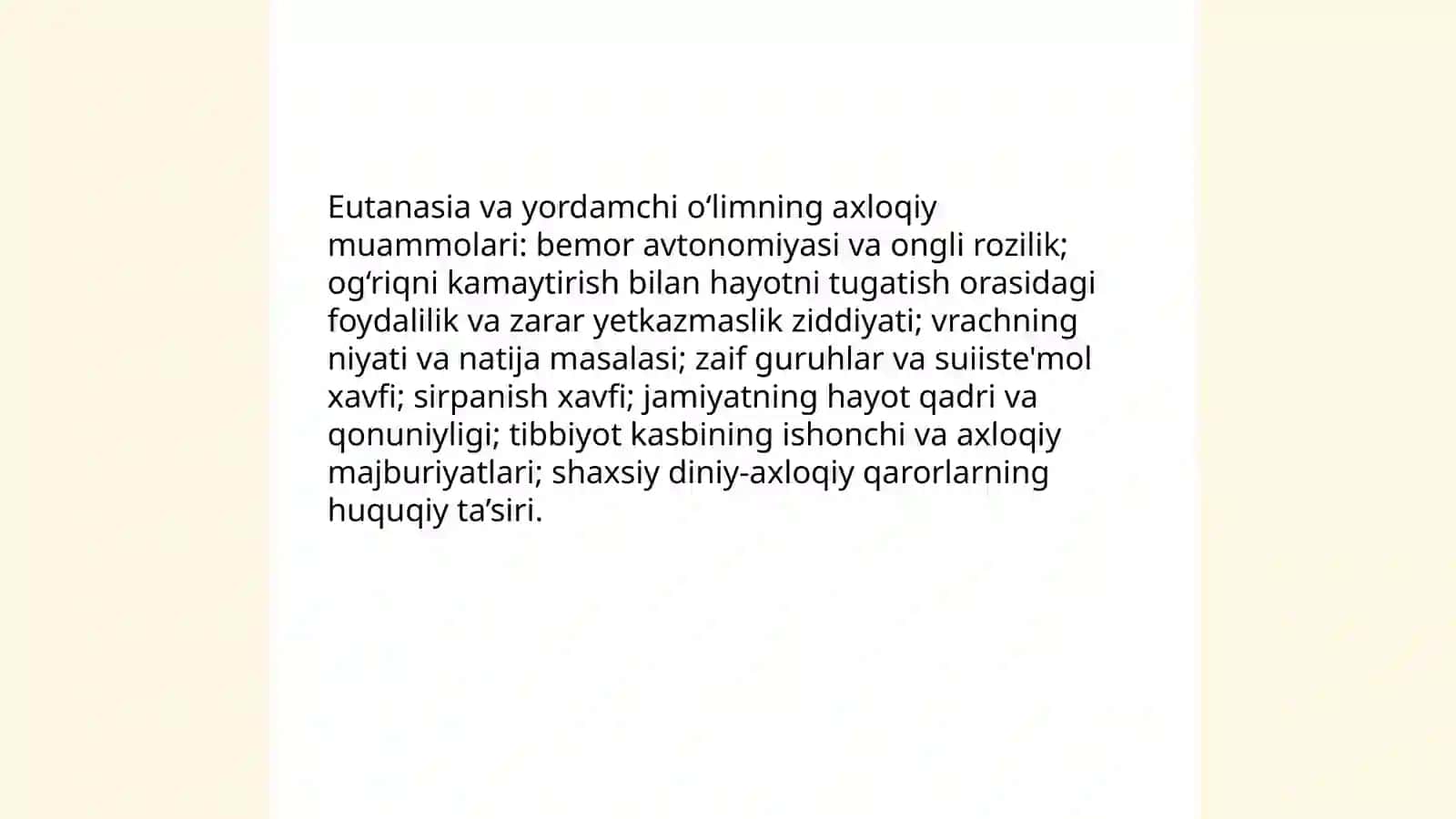O‘LIM VA O‘LISHNING AXLOQIY JOYLARI 4