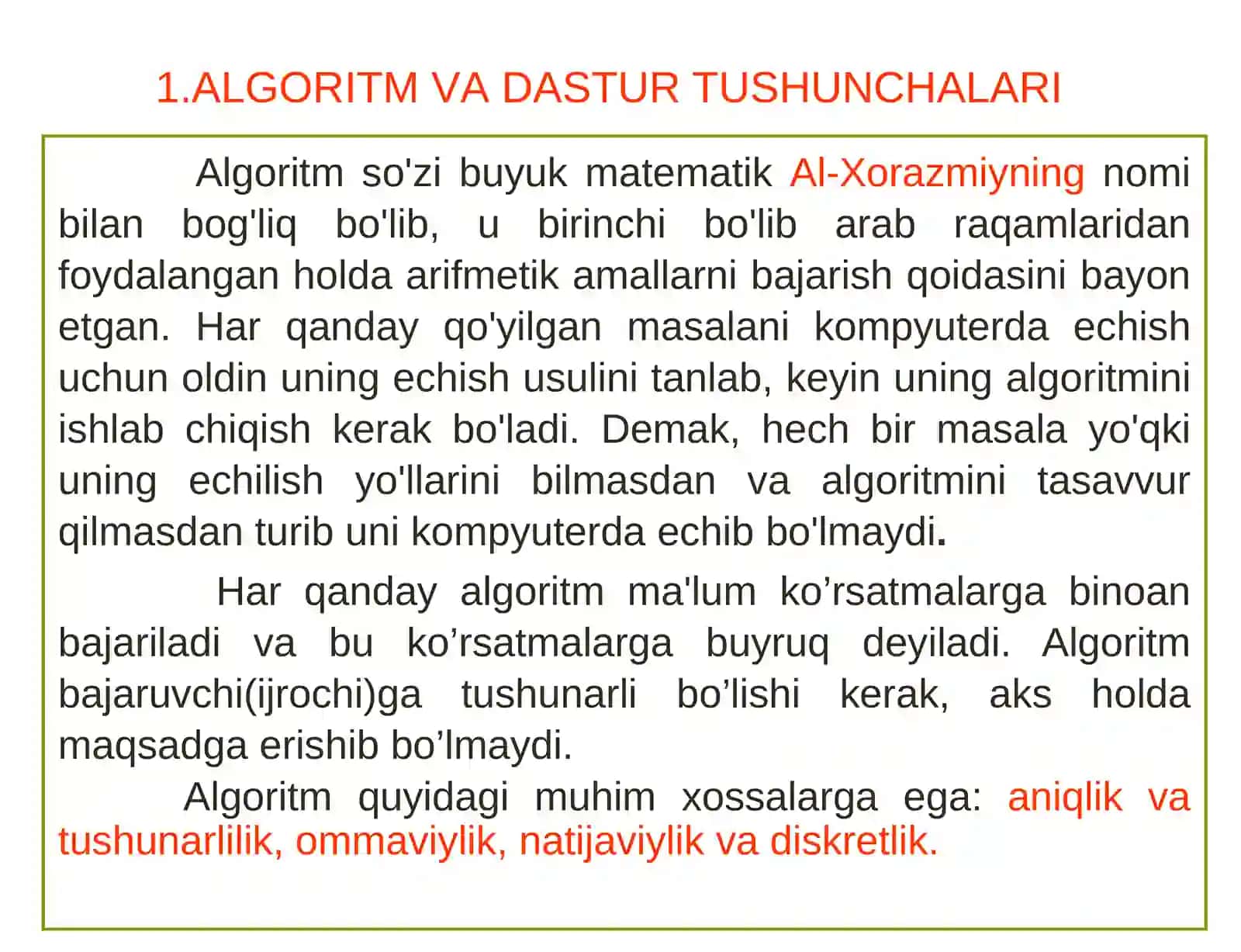 Algortm va dastur tushunchalari 4
