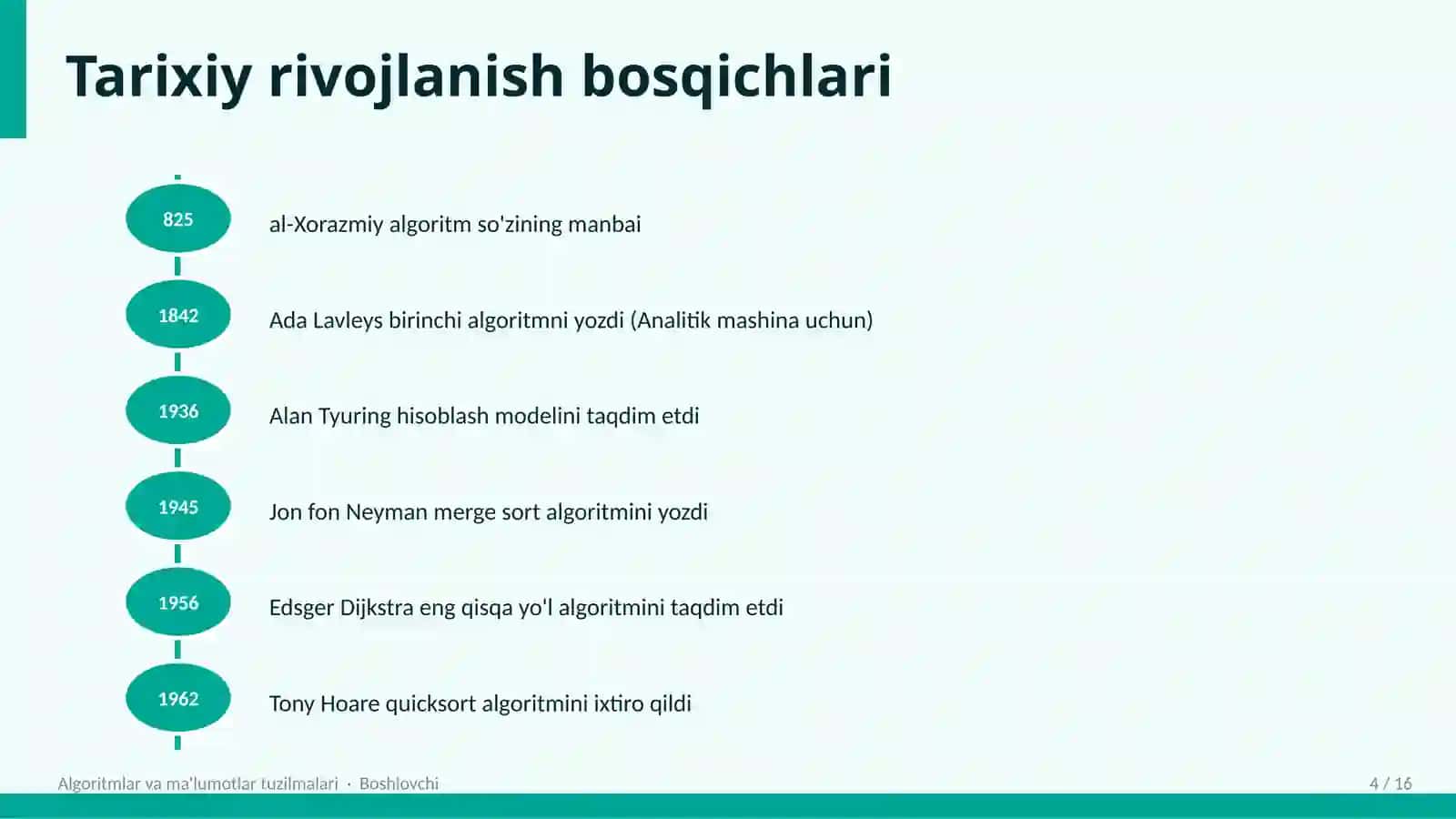 Algoritmlar va ma'lumotlar tuzilmalari 4