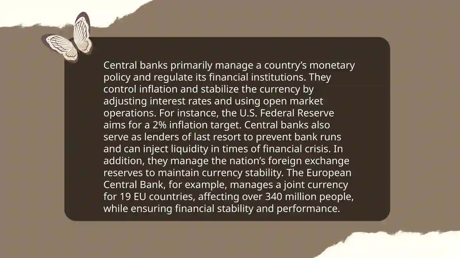 Typs of banks: Commercial, Investment, Central banks 4