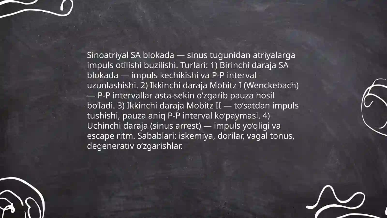 Yurak o'tkazuvchanligini buzilishi Blokada turlari 4