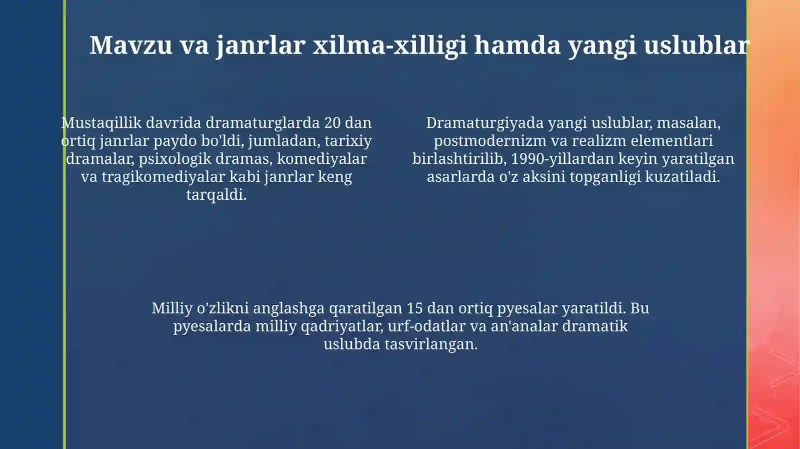 Mustaqillik davri dramaturgiyasining o'ziga xosliklari 4